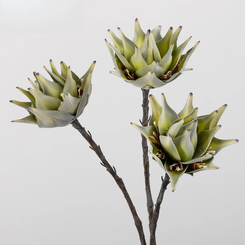 fleurs artificielles protea king violet vert blanc rouge decoration mariage anniversaire intérieur naturel