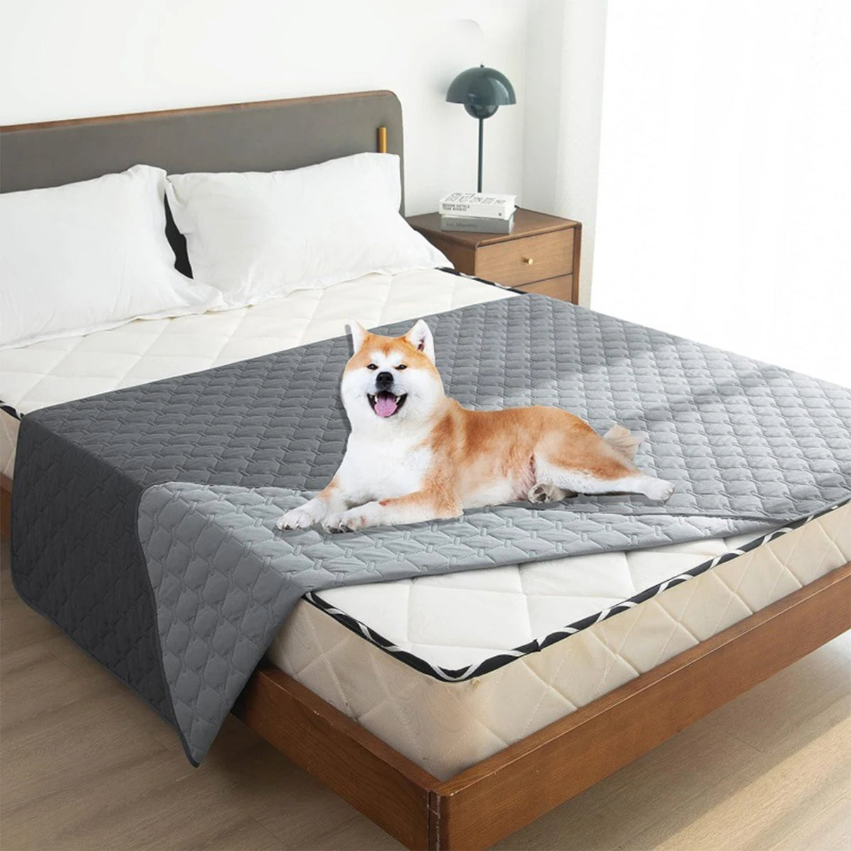 protège matelas chien gris quilté imperméable antidérapant réutilisable canapé lit animal domestique