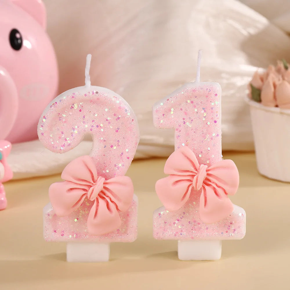 bougies chiffres rose pailletées clips décoratives événement anniversaire mariage noël fiançailles baptême