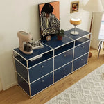 meuble tiroirs bleu marine moderne pieds ronds tiroirs store living room bois métal