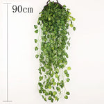 plantes artificielles suspendues feuilles vertes modernes décoratives extérieures accrochées ovales veinées opaques vivantes