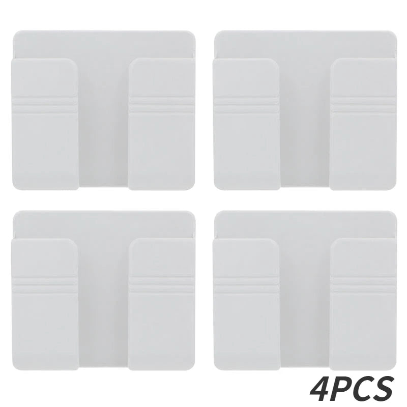 support mural smartphone télécommande rangement stockage adhésif blanc gris moderne minimaliste rechargeable organisateur