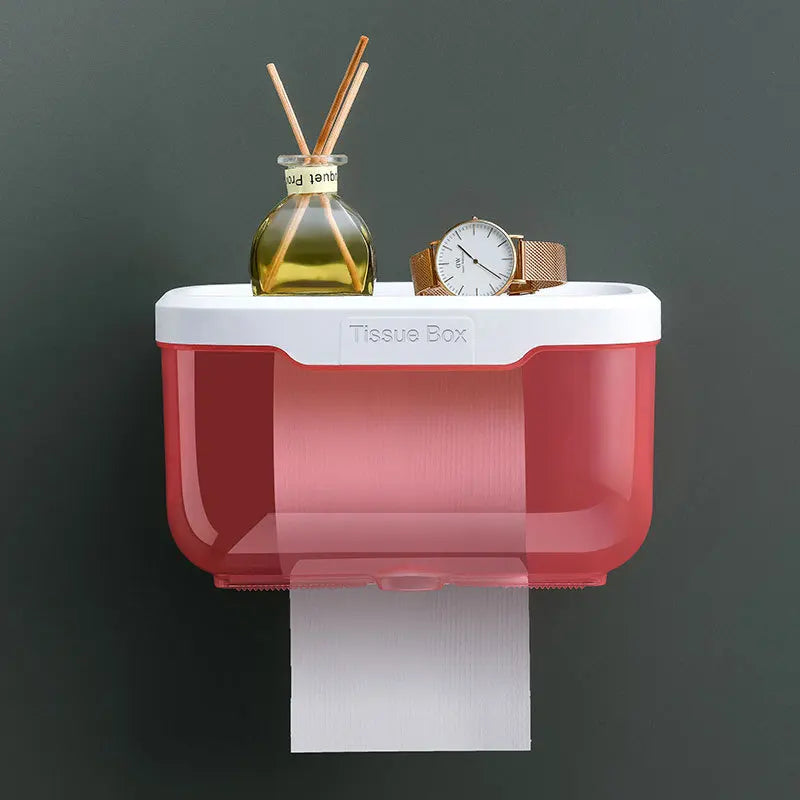 boîte mouchoirs mural transparent moderne blanc bleu rouge adhésif minimaliste