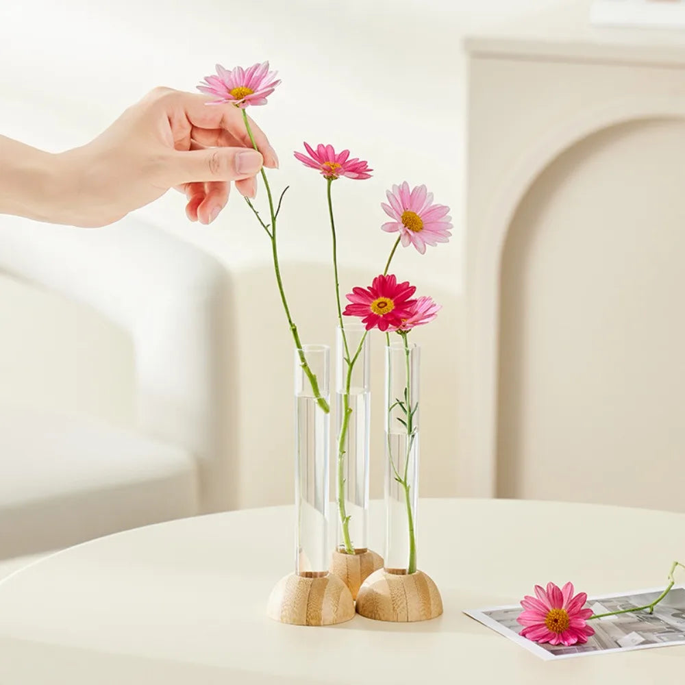 vase transparent plastique décoration intérieure pot fleurs hydroponie plantes maison tube culture