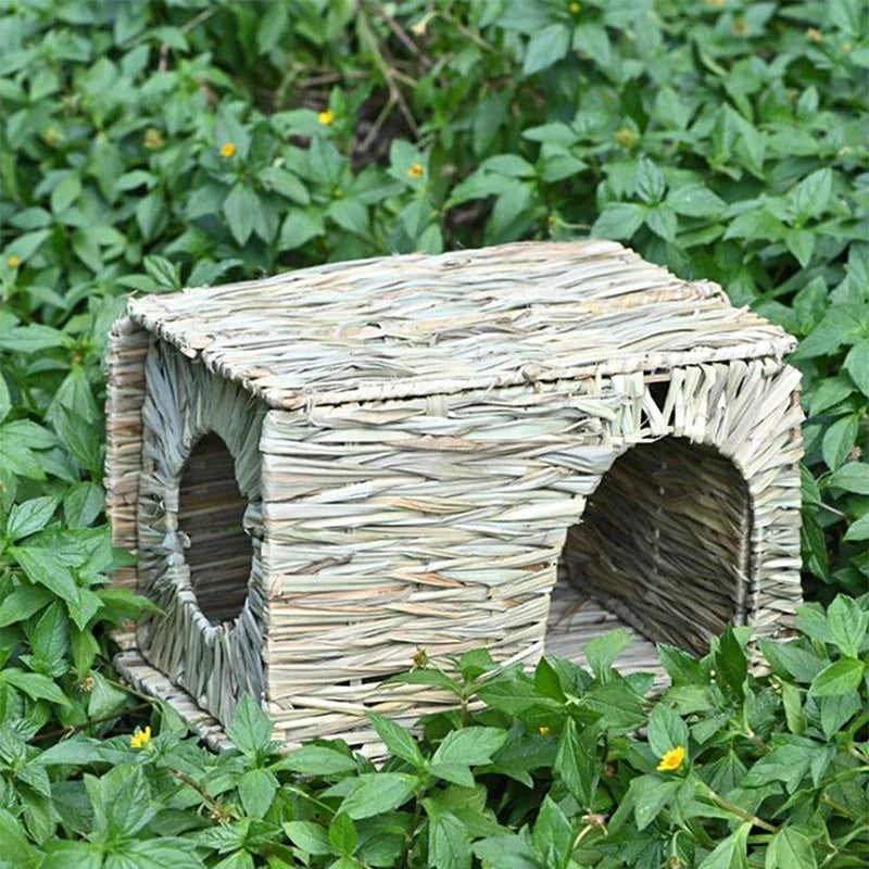 abri animal tressé naturel hamster lapin beige rustique soft bed house