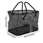 sac rangement noir maille moderne anneaux métalliques poignées étiquette storage