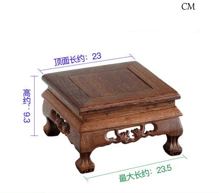 support décoratif bois sculpté motifs floraux marron foncé artisanal traditionnel