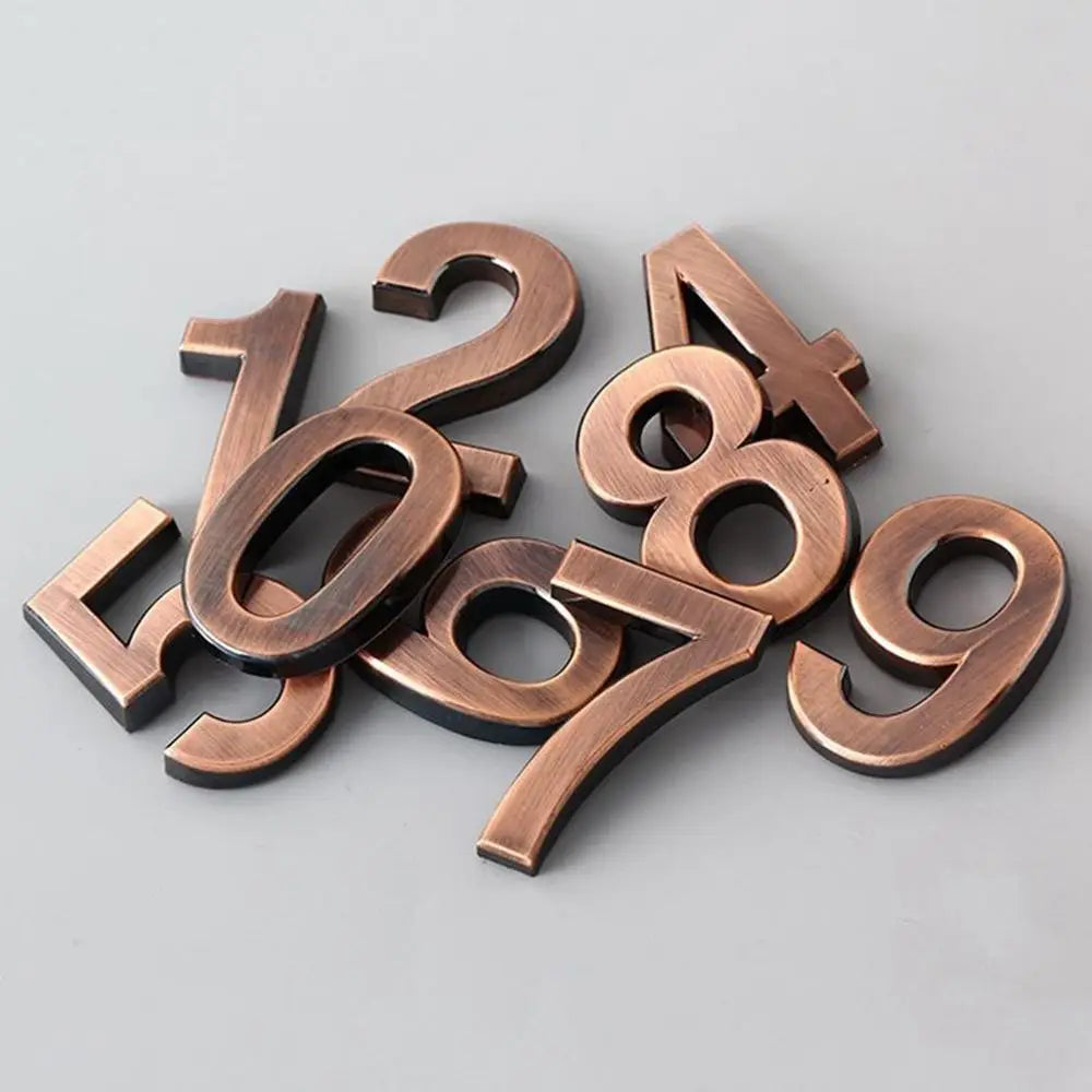 autocollant numérique nombre bronze finition métallique classique décoration murale porte maison hotel.signalétique étage étanchéité