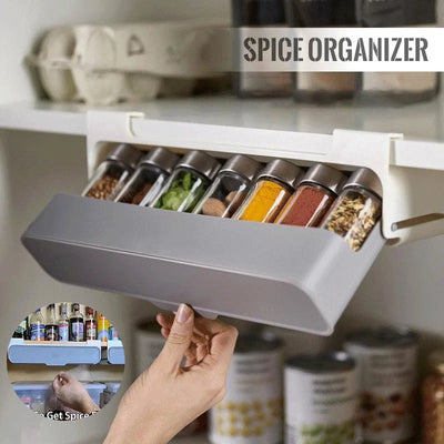 Étagère à épices auto-adhésive murale gris clair sous étagère de cuisine