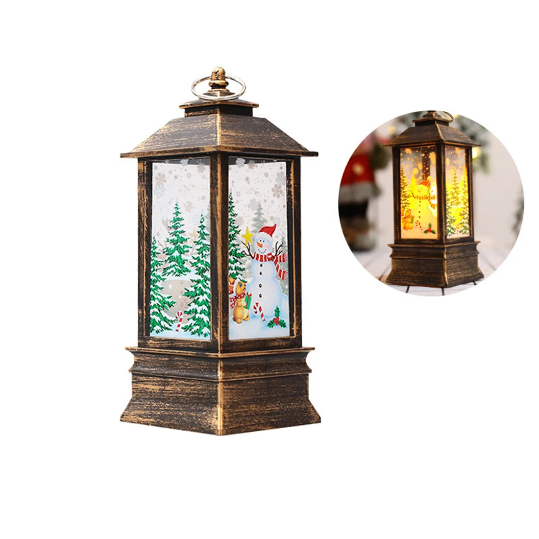 lampe décorative vintage locomotive noire personnages noël arbre flocons đèn trang trí