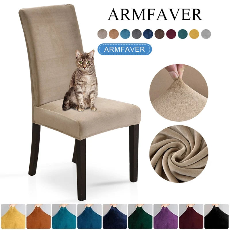 housse chaise velours élastique moderne beige clair protection mariage salle manger plage fauteuil