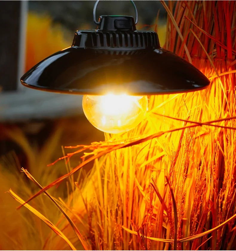 lampe suspendue industrielle noir mat led rechargeable crochets adhésifs lumière jaune