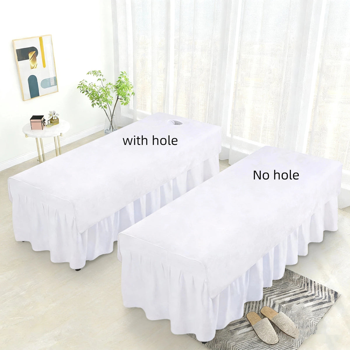 couverture table massage velours drap lit spa salon beauté coton doux couleur unie beige