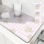 tapis cuisine absorbant polyestère patchwork motifs fleurs carreaux géométriques rose clair vert bleu