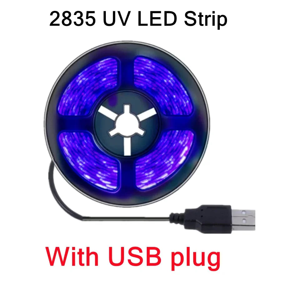 ruban led uv bleu perforé moderne adhésif câble usb 5v 60leds