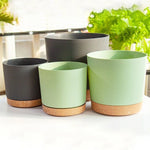 pots fleurs plastique modernes vert clair foncé gris drainage balcon jardin 165cm 145cm 25cm