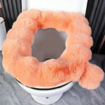 couvre siège toilette fourrure synthétique gris blanc rose adhésif confortable doux