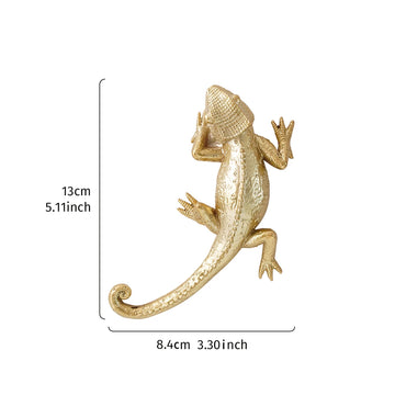 décoration murale reptile artificiel lézard doré texturé brillant adhésif réaliste