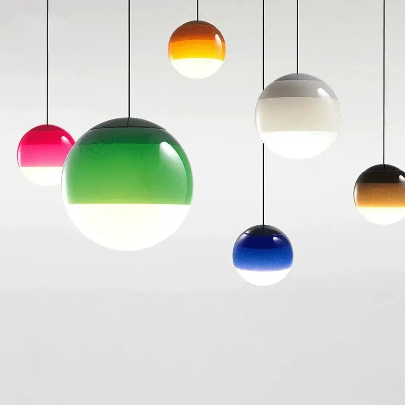 suspension lumineuse moderne vert orange bleu gradient coloré câble suspendu 15cm 20cm