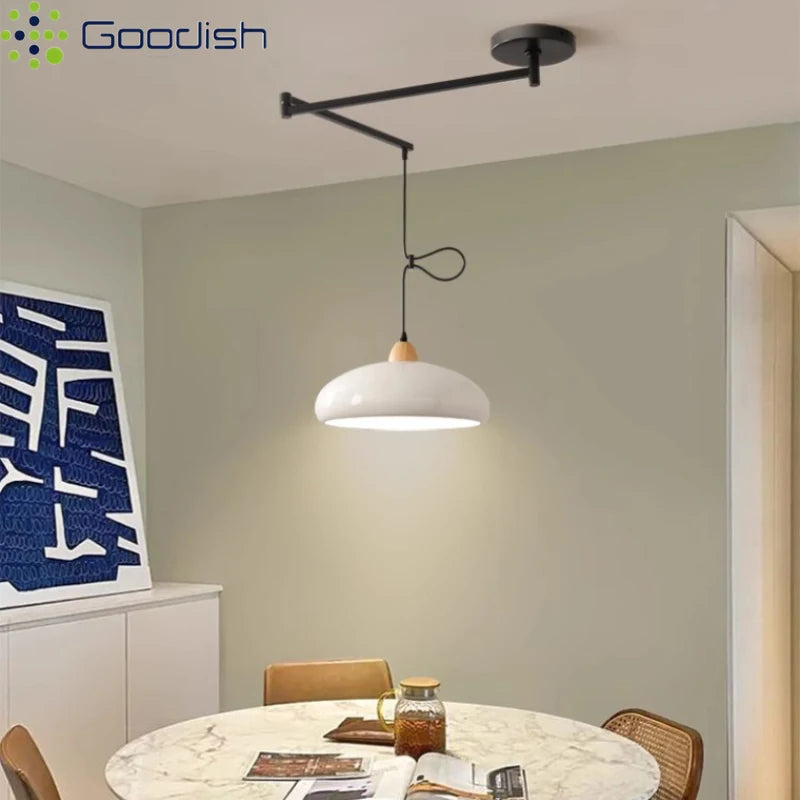 lampe suspendue moderne blanc noir flux lumineux led interrupteur bouton decoration chambre coucher