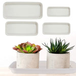 Pot de fleur rectangulaire en plastique gris clair avec plateau