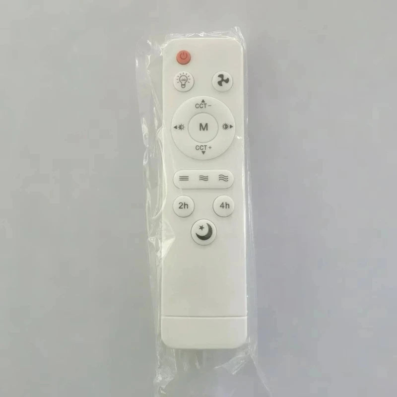 télécommande moderne blanche ventilateur led minimaliste boutons lumiere temperature vitesse affichage