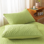 taies d'oreiller broderie feuilles fleurs vert clair imperméable polyester classique 74cm simple respectueux environnement