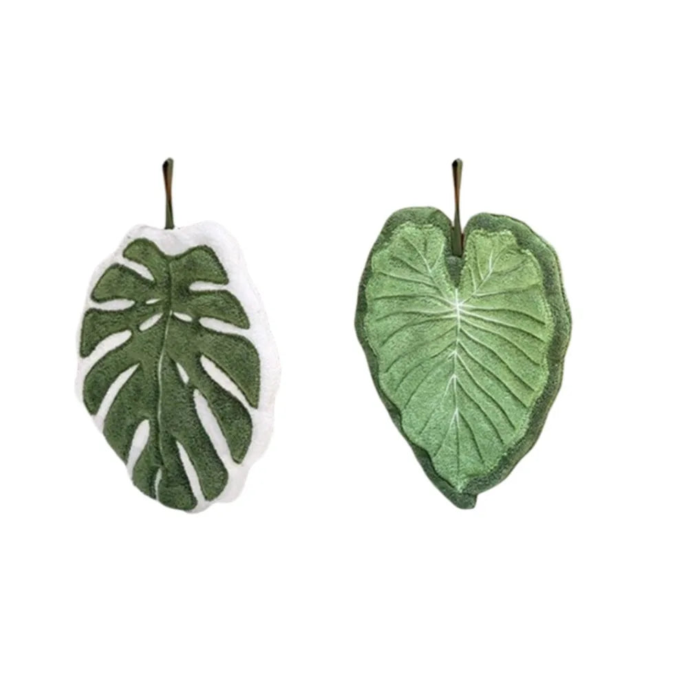 serviettes feuilles imitation tropicale décoration moderne absorbantes polyster coton vert foncé clair chambre salle