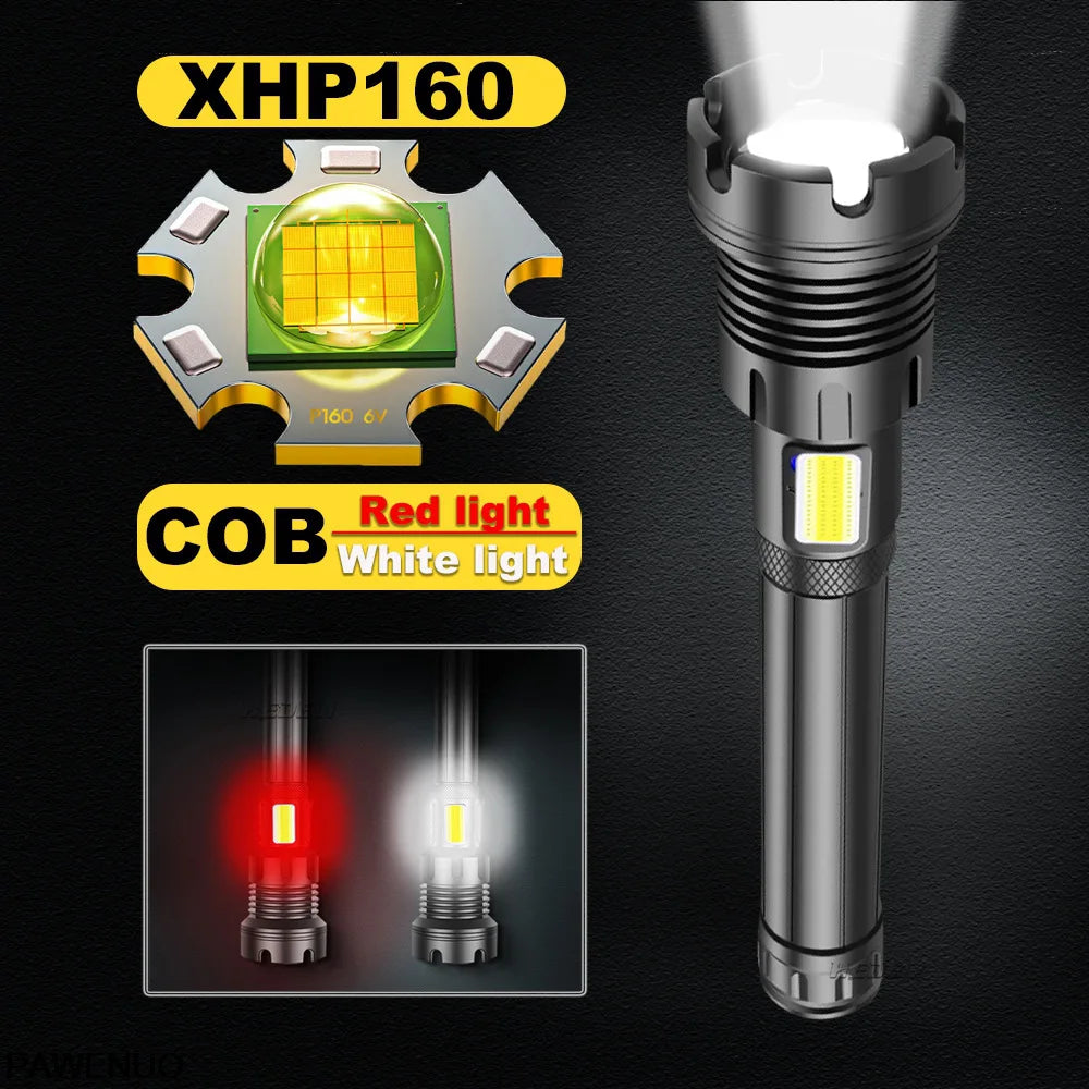 lampe torche rechargeable 15000mAh LED 2300lm zoomable USB moderne résistante autodéfense banque alimentation