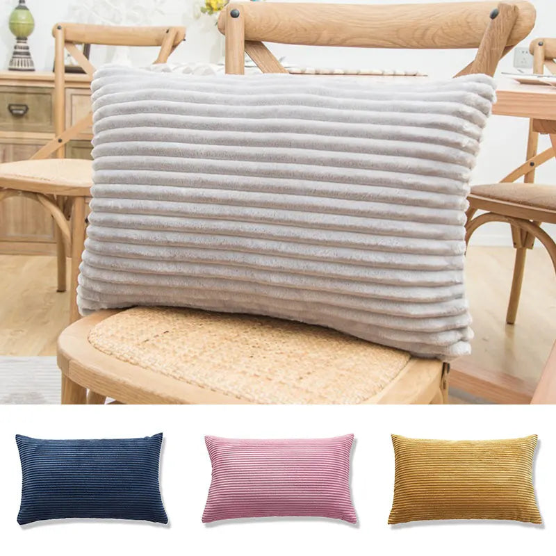coussin velours rayé marron clair simple imperméable respectueux environnement 30x50cm maison