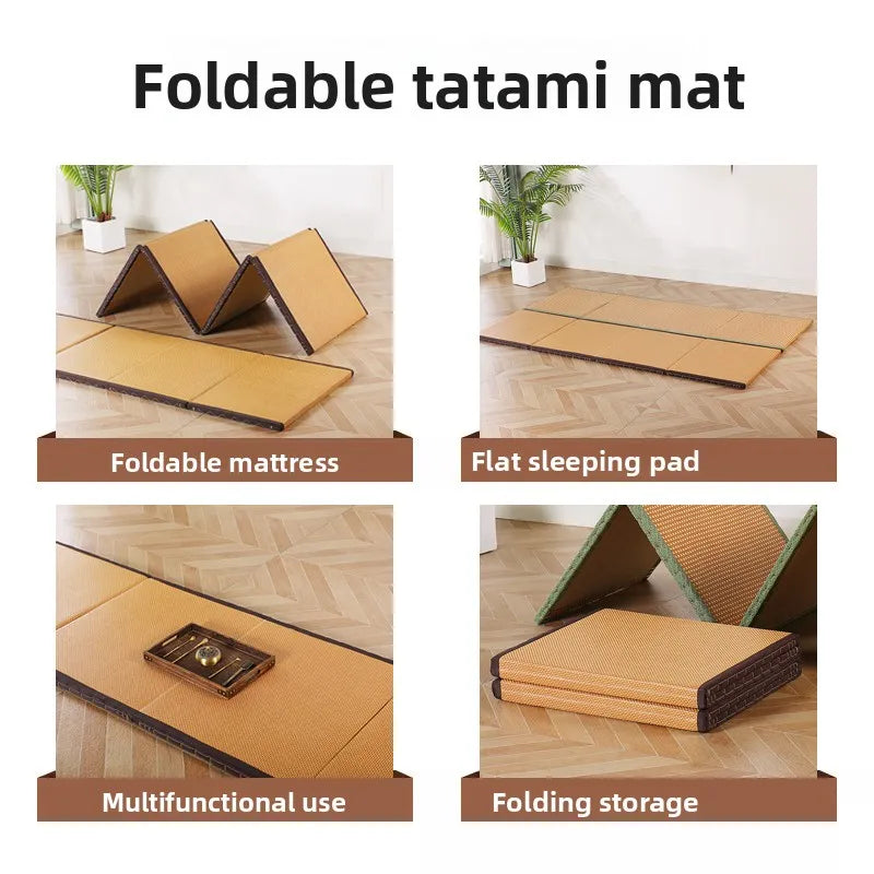 tapis pliable fibre noix coco beige moderne texture paille minimaliste respirant polyvalent support sieste