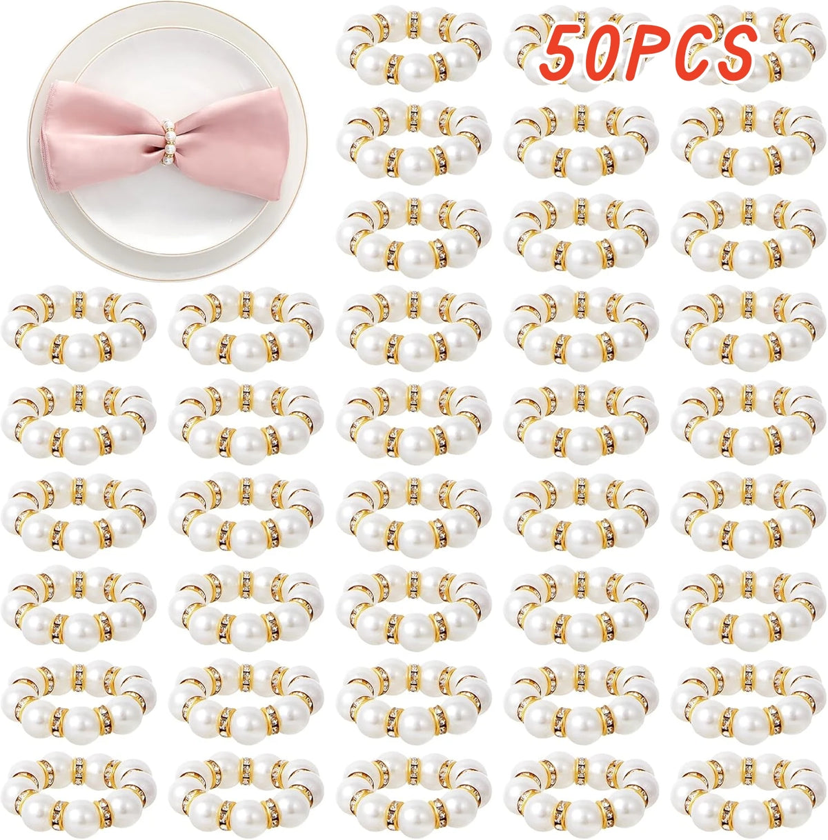 anneaux serviettes dorés strass élégants classiques mariage dîner décoration table