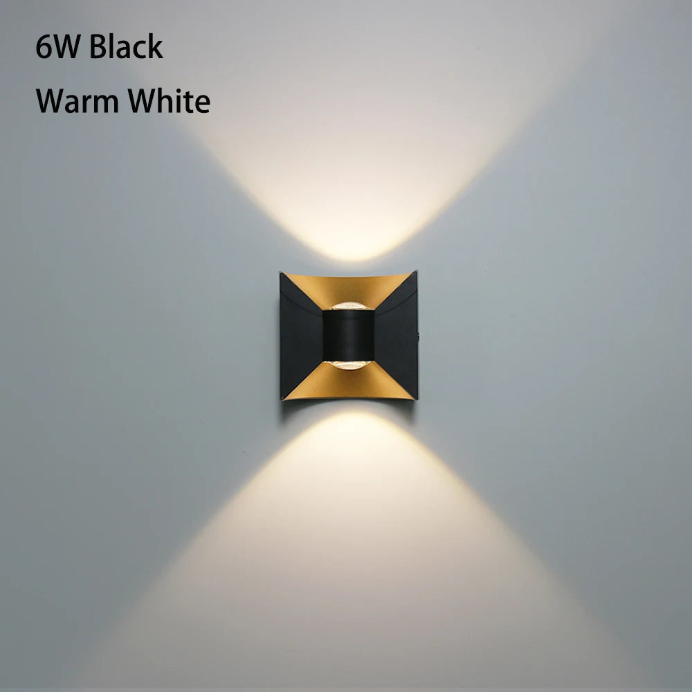 applique murale led noir moderne ip65 contemporaine diffuseur doré minimalisteextérieurintérieur
