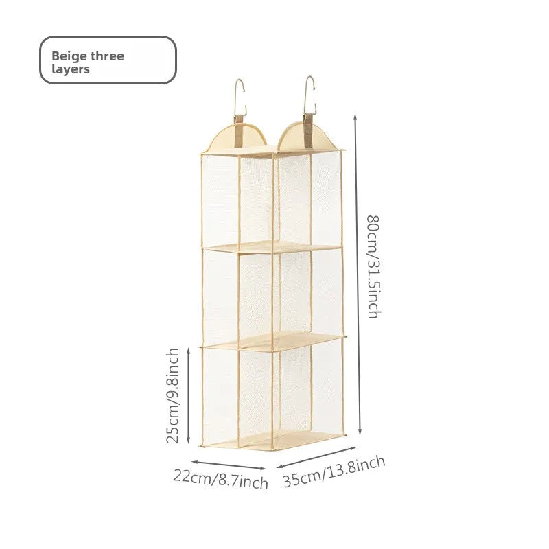 organisateur suspendu étagère armoire maille fine moderne réutilisable chambre beige clair opacité crochets multifonctionnel
