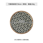 assiettes rondes décoratives tressées motifs géométriques bohèmes couleurs variées sous plats décoratifs