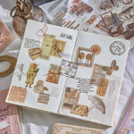 autocollants vintage rose beige marron blanc collage papier illustrations textes rétro romantique scrapbooking journal