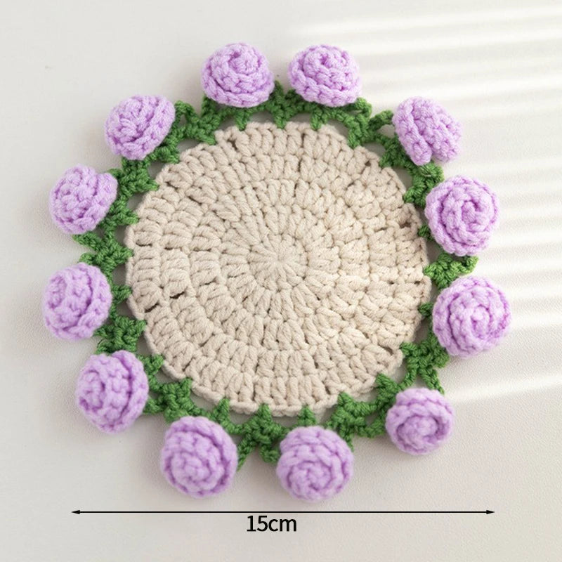 tapis table bouquet roses panier motifs fleuris artisanal main d'œuvre respectueux environnement