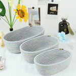 panier rangement tissu tressé pliable jouets cosmétiques maison gris blanc