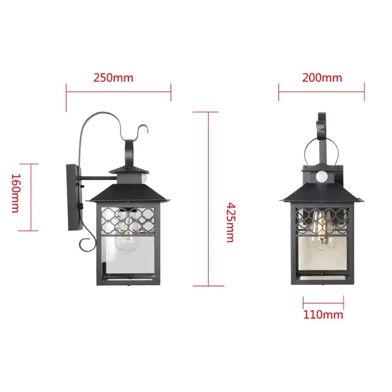 lampe murale classique noir ampoule led verre transparent chambre entrée étude salle bain flux
