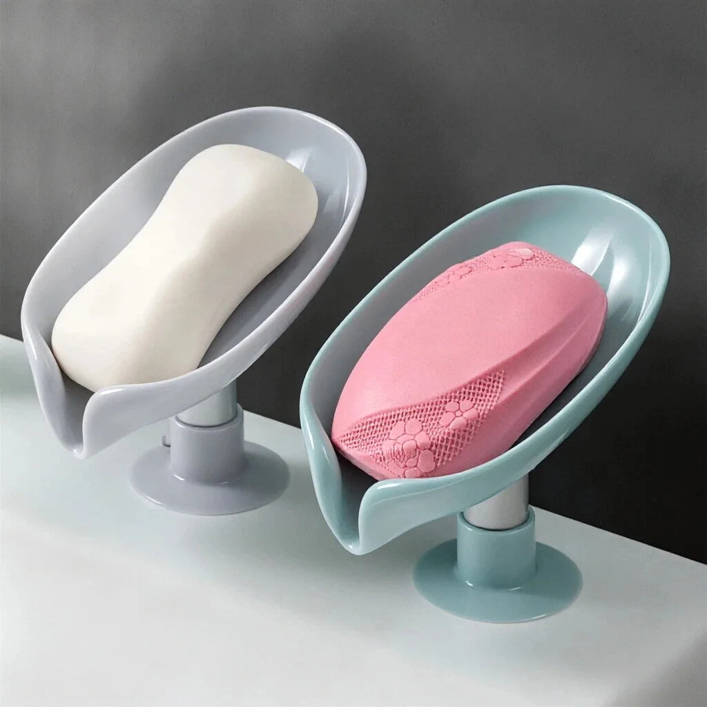 support savon gris rose moderne ventouse salle bain plat lisse opaqué sans perçage