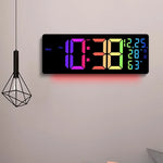 horloge murale numérique led moderne multicolore télécommande affichage date température réveil double