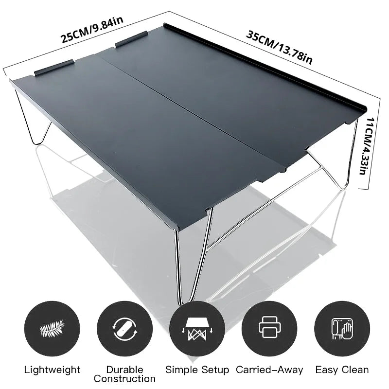 table pliante extérieure aluminium minimaliste moderne rectangle striée portable sac transport