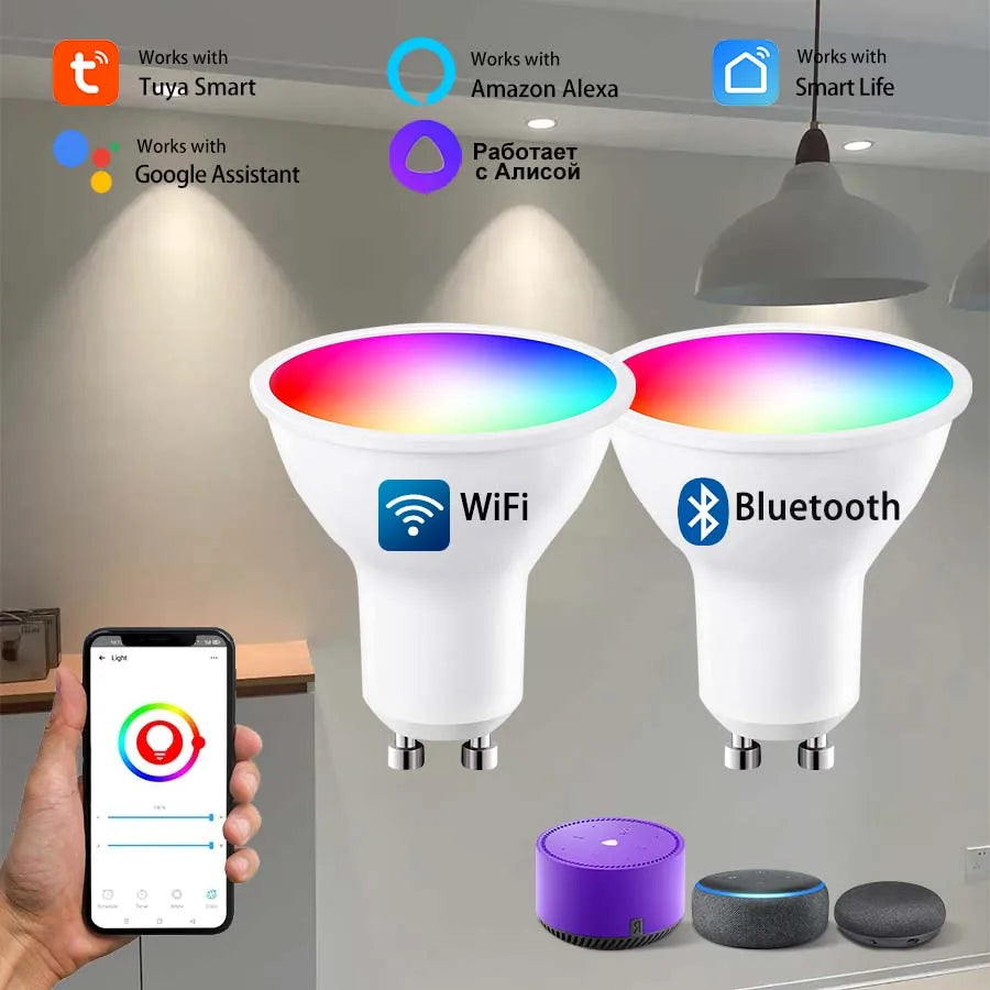 ampoule led gu10 wifi bluetooth smart rgb blanc moderne translucent 220v 2700k 6500k