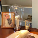 lampe table moderne transparente interrupteur métal chromé minimaliste led vintage