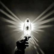 luminaire mural hibou blanc doré ombres géométriques moderne décoratif projection plumes