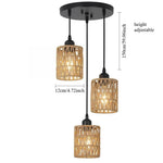 Suspension lumineuse moderne rotin noir beige ampoules E27 compatibles