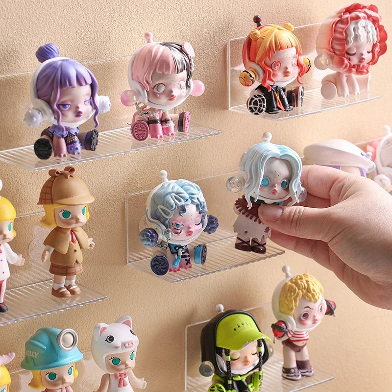 présentoir mural transparent figurines collection clips auto adhésifs multicolores modernes(cartoon) rangement jouets bricolage
