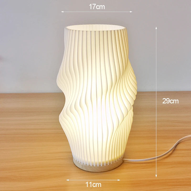 lampe table moderne blanc rayures verticales opacité base plate câble électrique chambre étude