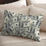 housse coussin motif dollar moderne vert blanc bleu imprimé polyester coton fixation lit décoration