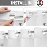 rideau douche blanc moderne texture grille opacité ourlet aimants machine lavable respectueux environnement